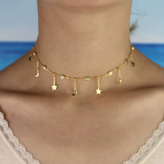 Celestial Drop Choker Necklace