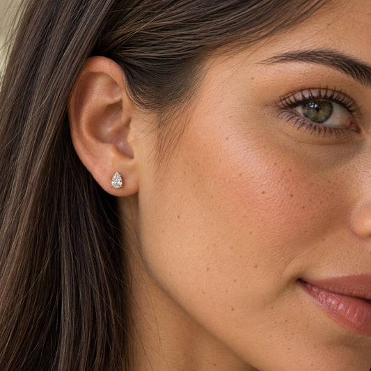 Pear Solitaire Studs