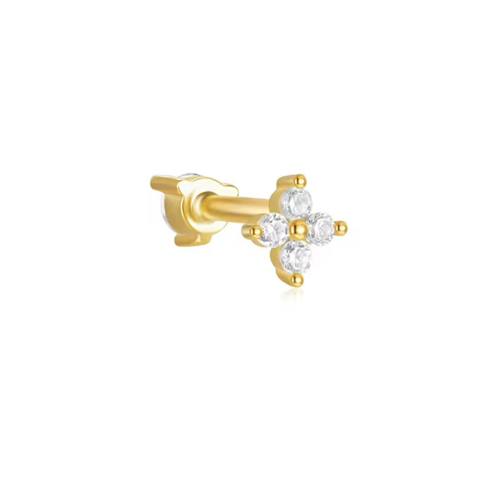 Clover & Zircon Reversible Flat Back Stud