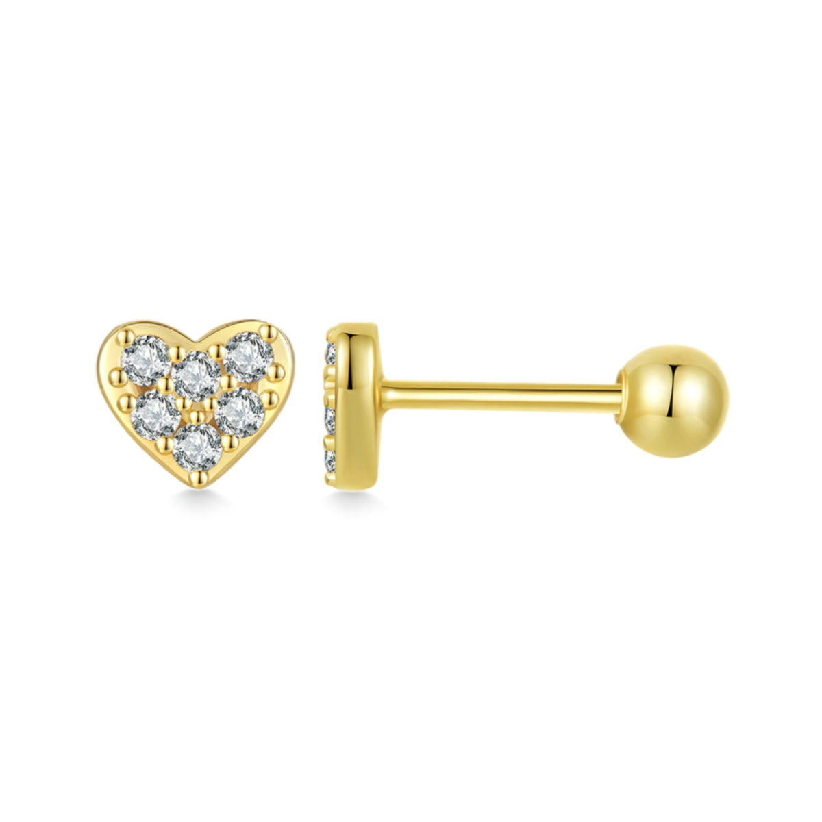 Sparkle Heart Ball Screw Back Stud