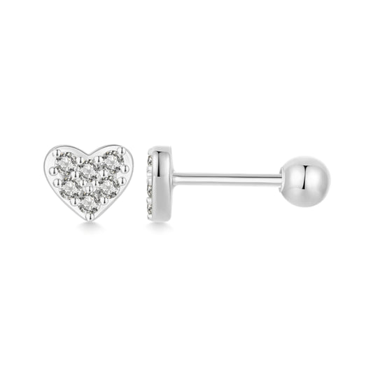 Sparkle Heart Ball Screw Back Stud