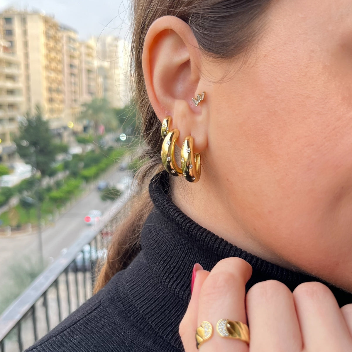 Celestial C-Shaped Hoops