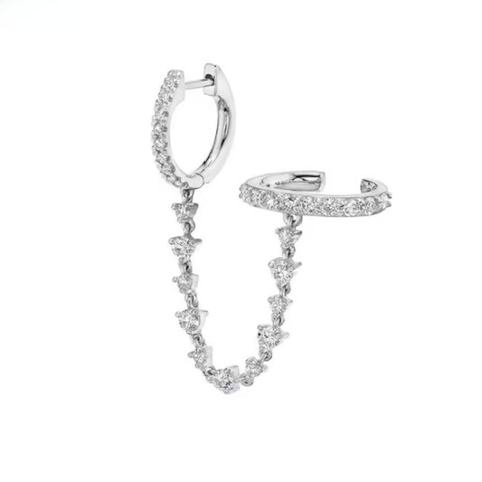 Sparkling Hoop & Ear Cuff Chain