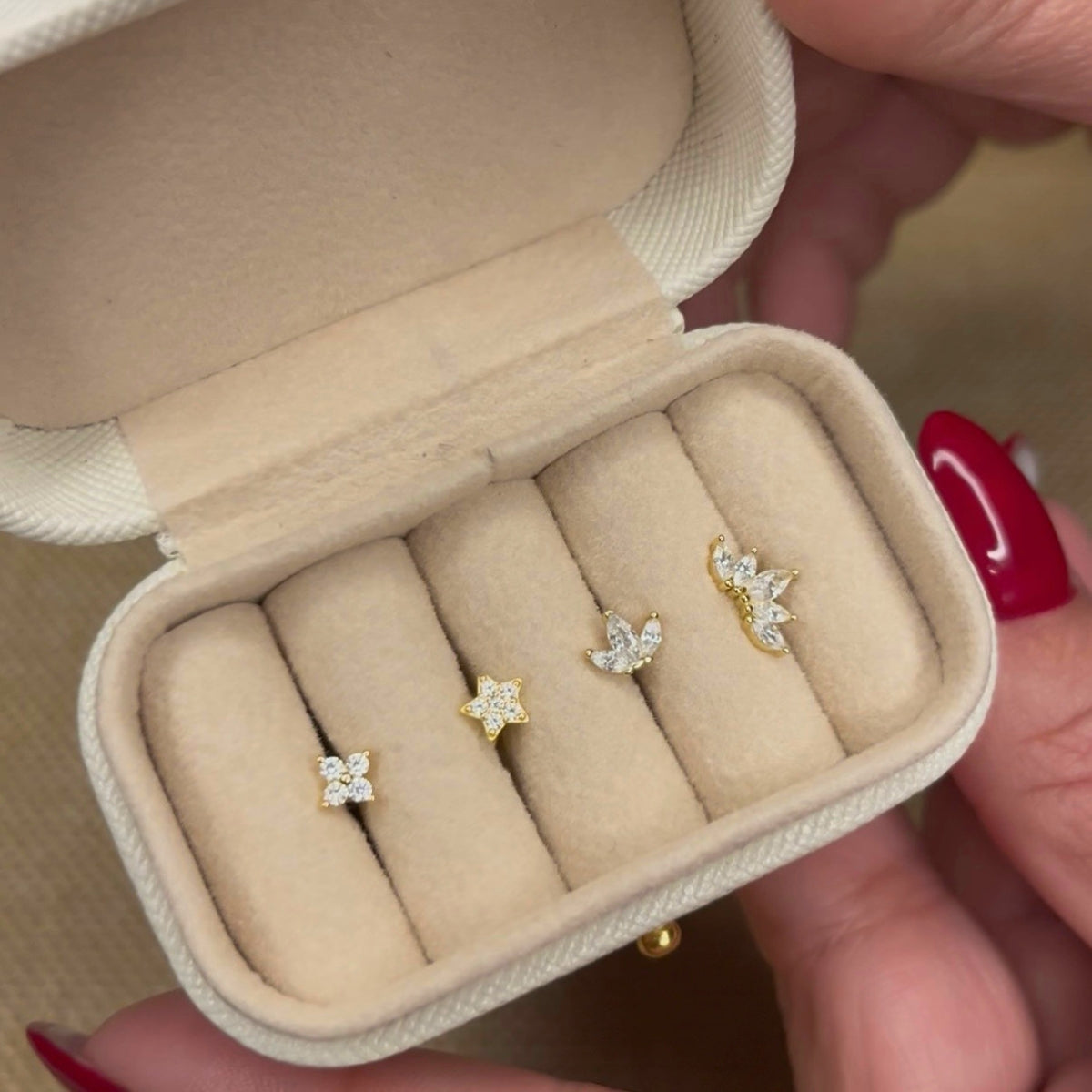 Lotus Heart Flat Back Stud