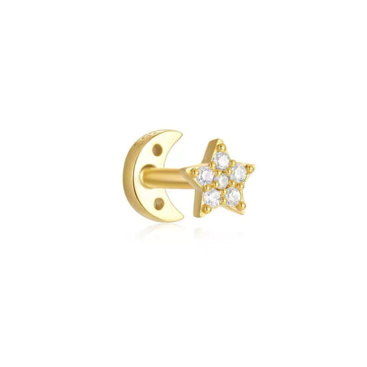Star & Moon Reversible Flat Back Stud