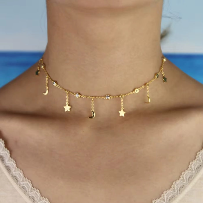 Celestial Drop Choker Necklace