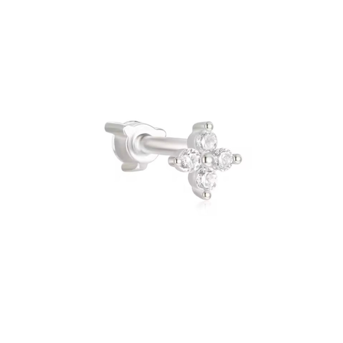 Clover & Zircon Reversible Flat Back Stud