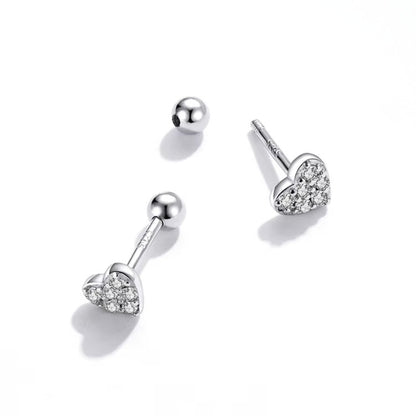 Sparkle Heart Ball Screw Back Stud