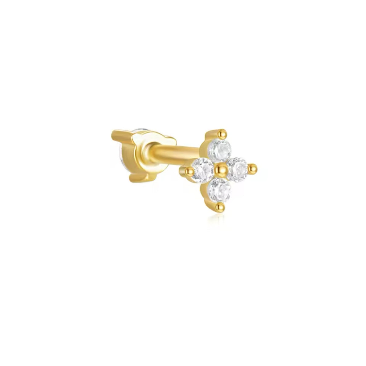 Clover & Zircon Reversible Flat Back Stud