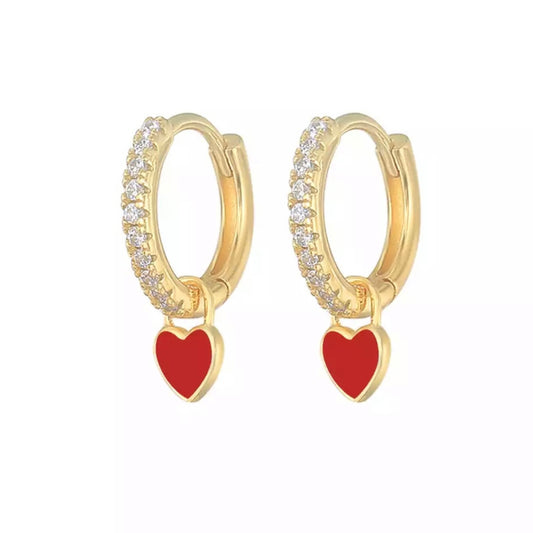 Enamel Heart Hoops