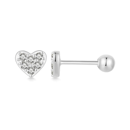 Sparkle Heart Ball Screw Back Stud