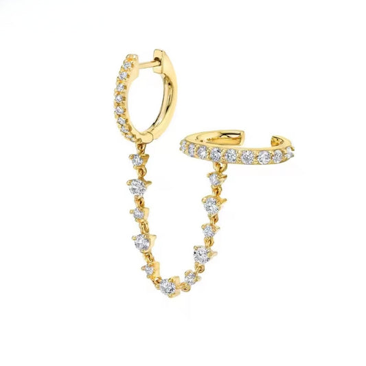 Sparkling Hoop & Ear Cuff Chain