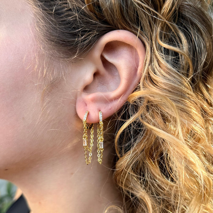 Baguette Chain Hoop