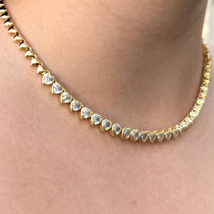 Heart Tennis Necklace