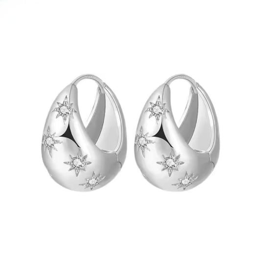 Starry Teardrop Hoops