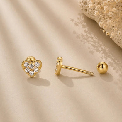 Sparkle Heart Ball Screw Back Stud